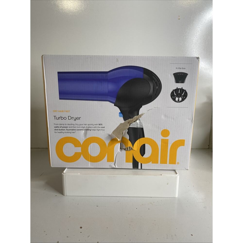 Conair Hair Dryer 1875 Watt Turbo Blow Dryer with Diffuser and Concentrator